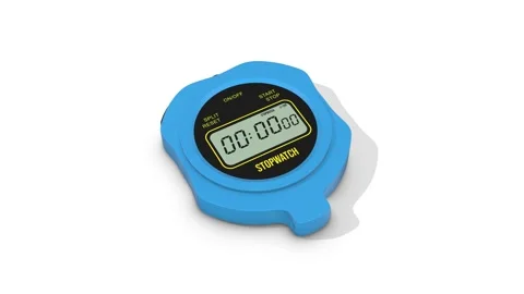 Stopwatch Timer on a White Floor. Digital Stopwatch 3D Animation. 4K Stock Footage 311848445