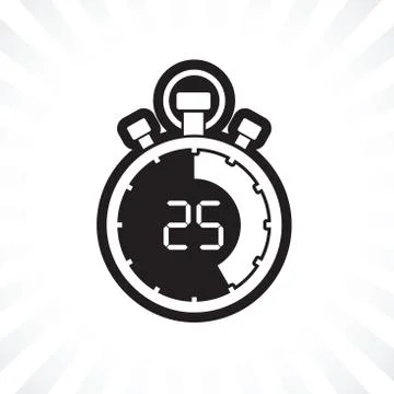Stopwatch twenty five minute Stock Illustration