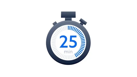 Stopwatch with twenty five minutes on white and chroma key backgrounds Stockbeeldmateriaal 309522736