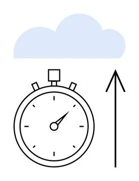 Stopwatch with Upward Arrow Pointing to Cloud, Conceptualizing Speed and Ef.. Illustrazione stock