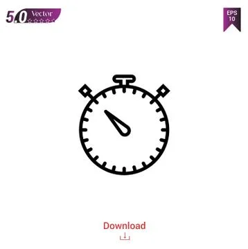 Stopwatch vector icon. Best modern, simple, isolated, flat icon for website d Illustrazione stock