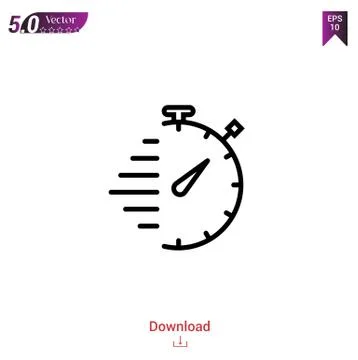 Stopwatch vector icon. Best modern, simple, isolated, flat icon for website d Illustrazione stock
