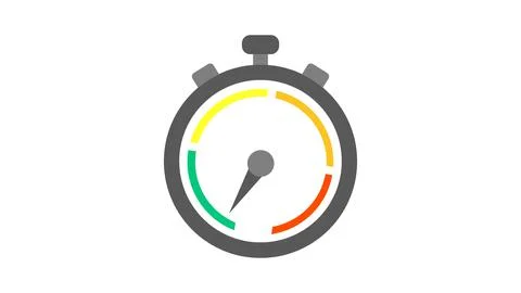 Stopwatch vector icon with green to red indicator Illustrazione stock