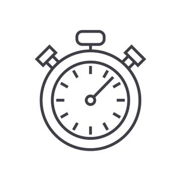 Stopwatch,timer vector line icon, sign, illustration on background, editable 스톡 일러스트