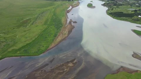 Stora Laxa watershed - two river meet Stock Footage 341161747