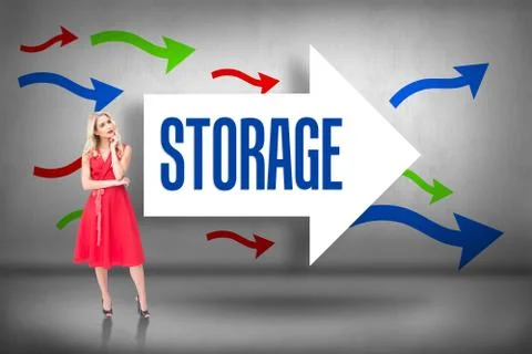 Storage against arrows pointing Stock Illustration