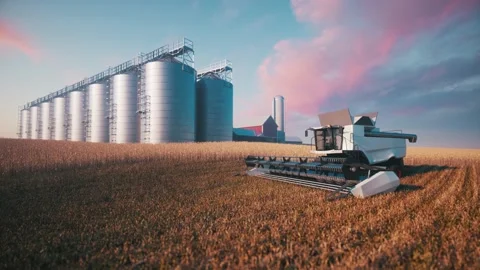 Storage of agricultural production. 3d visualization Stock Footage 205436960