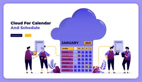 Storage and completion of scheduling on the January working calendar. vector  Illustrazione stock