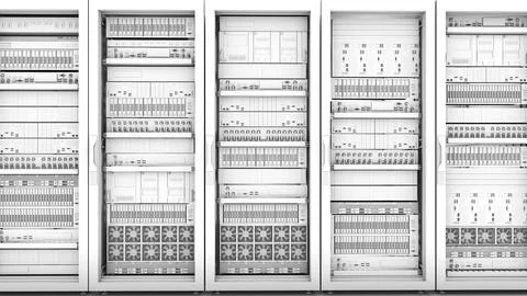 Storage and processing unit, large AI processing server room, storage and n.. Stock Photos