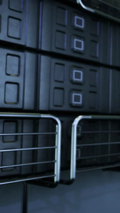 Storage area with dark containers and metal railing in a modern setting Stock Footage 334197288
