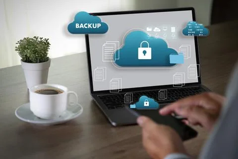 Storage backup download computing digital data transferring document databa.. Foto stock