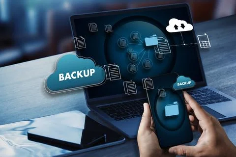 Storage backup download computing digital data transferring document databa.. Foto stock