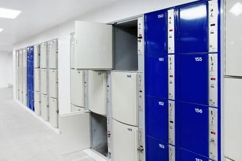 Storage for baggage at train station Stock Photos