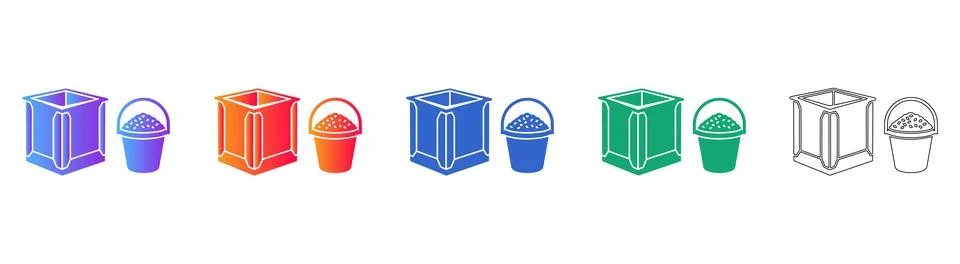 Storage Bin and Bucket Set for Construction Stock Illustration