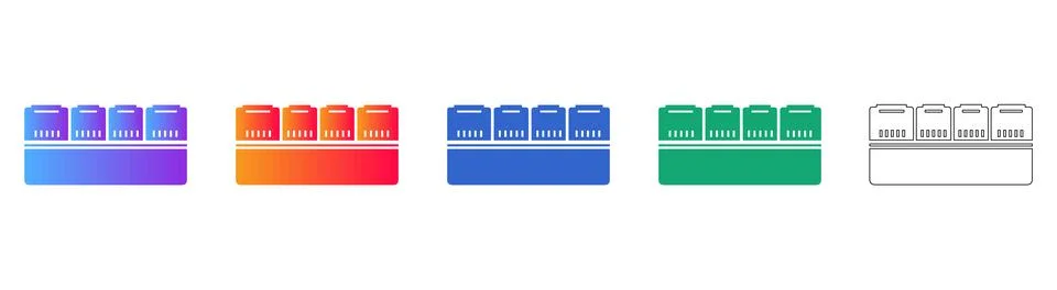 Storage Bin or Organizer Icon Set Stock Illustration