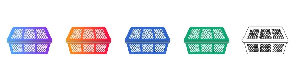 Storage Bin Vector Icon Set Stock Illustration