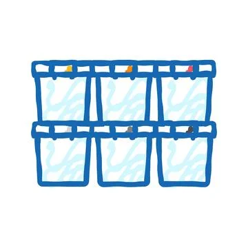 Storage bins garage tool icon doodle illustration Stock Illustration