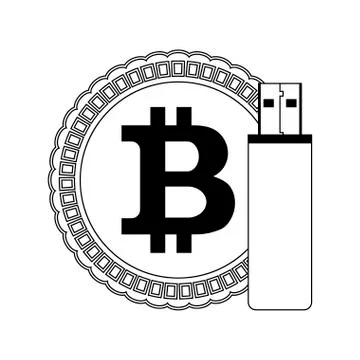 Storage bitcoin line style Stock Illustration