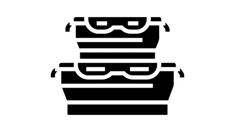 Storage bowls kitchen cookware glyph icon animation Stock Footage 326157733