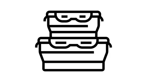 Storage bowls kitchen cookware line icon animation Stock Footage 326135897