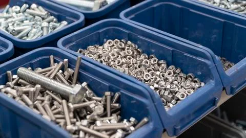 Storage box for bolts Stock Photos
