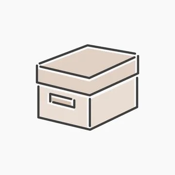 Storage box cartoon flat line art. Illustrazione stock