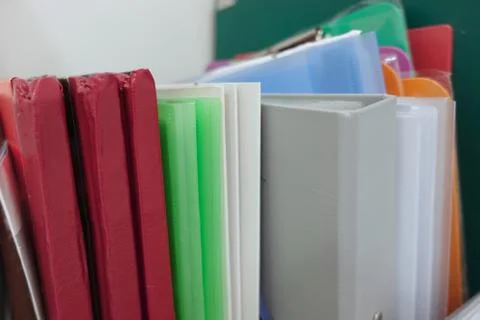Storage box filled with documents, report and files Foto stock