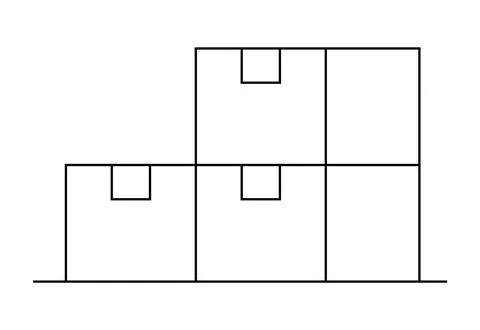 Storage Box Layout with Boxes Stacked in Organized Manner on Shelf 스톡 일러스트