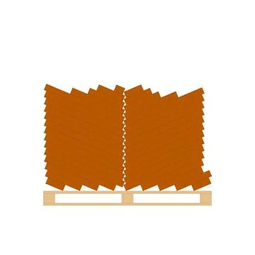 Storage of building bricks located on a pallet. Ilustración de archivo