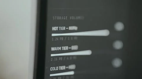 Storage capacity breakdown categorized by data access speed Stock Footage 331123519