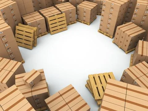 Storage. cardboard boxes on pallet Stock Illustration