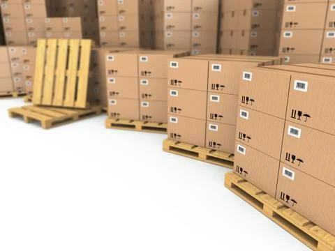 Storage. cardboard boxes on pallet. Stock Illustration