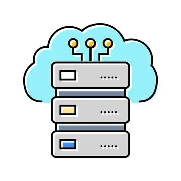 Storage cloud computing color icon vector illustration Stock Illustration
