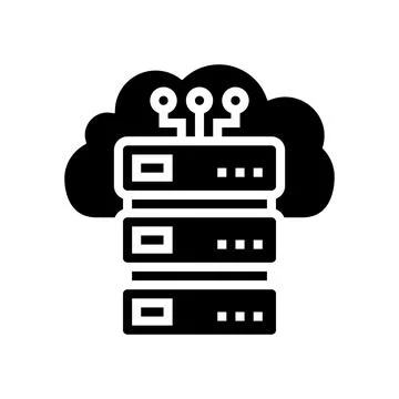 Storage cloud computing glyph icon vector illustration Stock Illustration