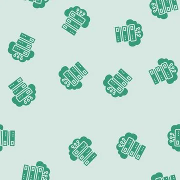 Storage cloud computing glyph seamless pattern Stock Illustration