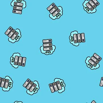 Storage cloud computing vector seamless pattern Stock Illustration