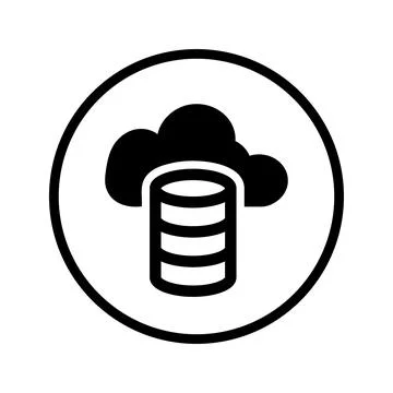Storage, cloud, host icon. Black vector graphics. Illustrazione stock