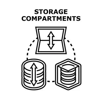 Storage compartments illustrating data retention and organization Illustrazione stock