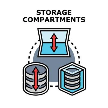 Storage compartments illustrating data retention and organization Illustrazione stock