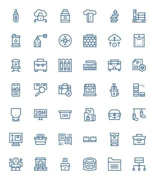 Storage Comprehensive Vector Bundle with 42 Editable Regular Line 64x64 Icons Stock Illustration