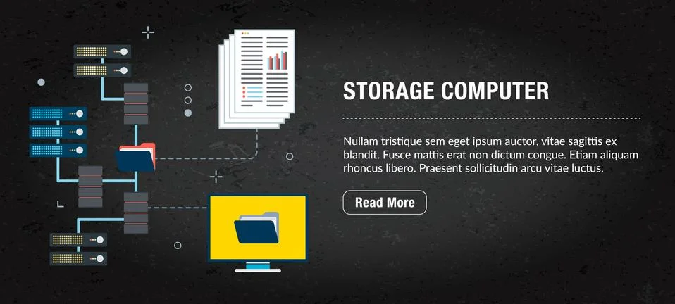 Storage computer concept banner for internet. 스톡 일러스트