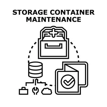 Storage container maintenance and data management concept Stock Illustration