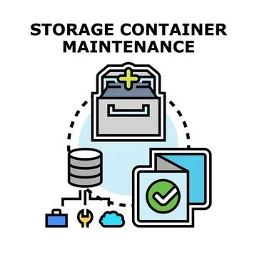 Storage container maintenance and data management concept Stock Illustration