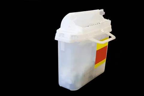 Storage container for sharp objects 库存照片