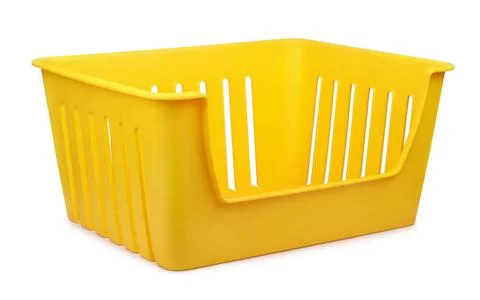 Storage container Yellow empty plastic storage container isolated on white... Foto stock