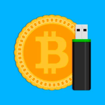 Storage of crypto coins bitcoin Stock Illustration