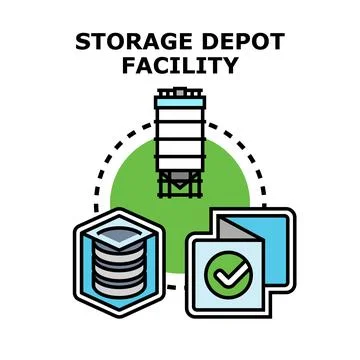 Storage depot facility managing inventory and data Stock Illustration