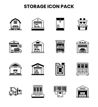 Storage DuoTone Collection Icons Pack Stock Illustration