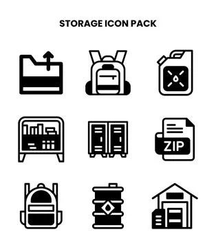 Storage DuoTone Graphics Icons Pack Stock Illustration