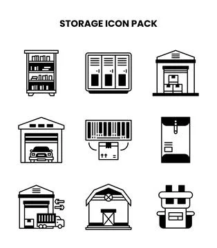 Storage DuoTone Set Icons Pack Stock Illustration